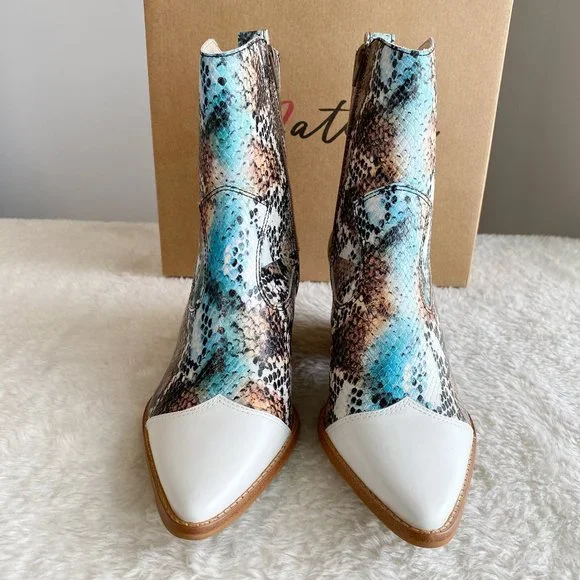 Matisse Desire Women's White-Multi Leather Bootie, Size 8.5M
